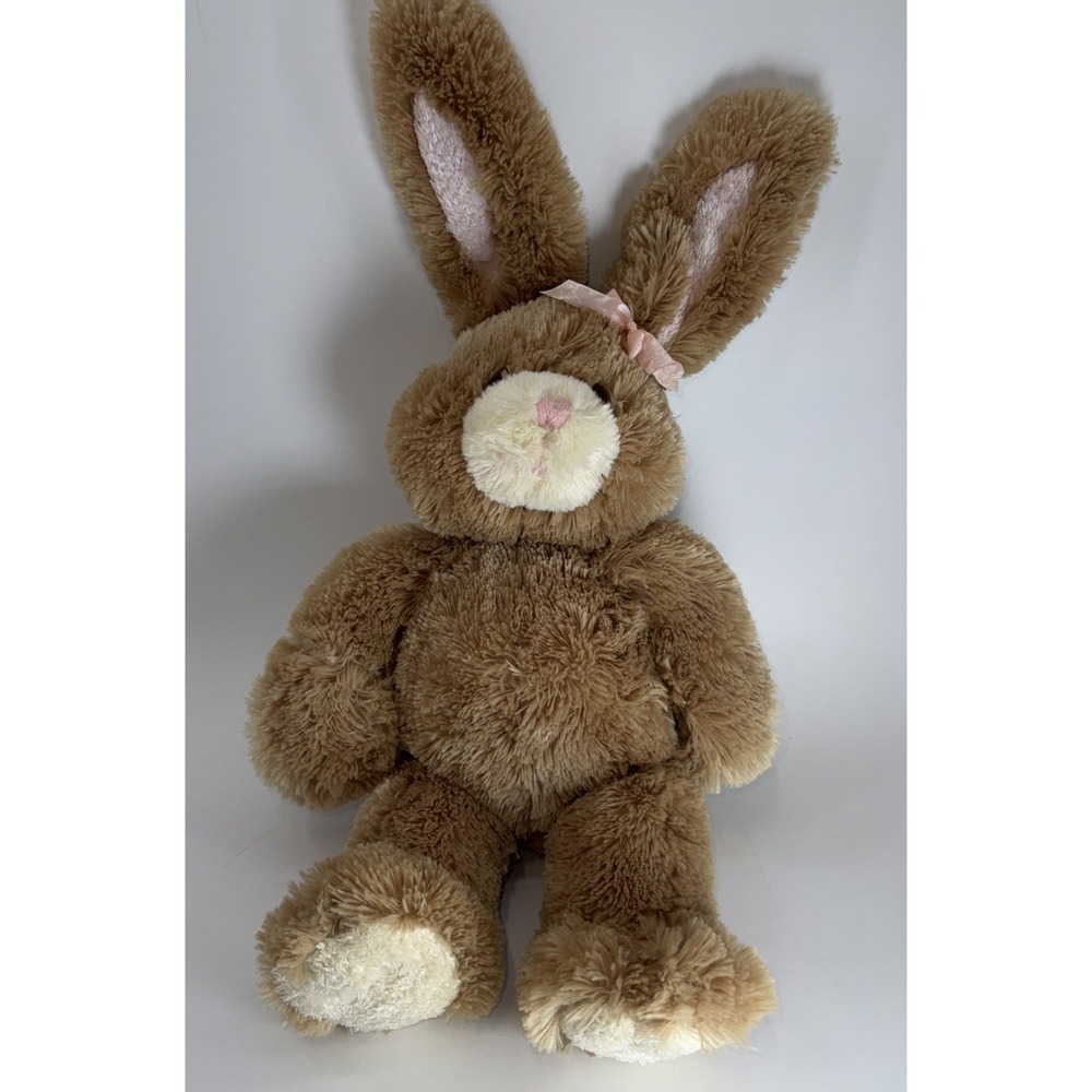 Build A Bear Bunny Rabbit 21" Plush Brown Poseable Bendable Ears Pink Nose BAB